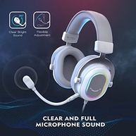 FIFINE USB Gaming Headset, fones de ouvido PC com fio com microfone para computador/laptop, over-ear RGB headset com som surround 7.1, cancelamento de ruído para streaming de vídeo game - H6 branco - imagem 4