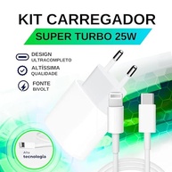 Carregador Turbo 25W PD USB-C para iPhone 8 ao 14 Pro Max - Carga Rápida com Cabo Ligtnin - imagem 3