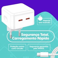 Carregador Turbo 50W USB-C PD: iPhone 15/16 Pro Max Ultra Rápido com Cabo 1M e Duas Portas - imagem 4