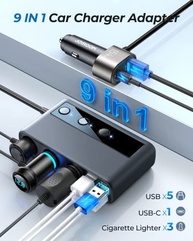 Carregador Veicular JOYROOM 9 em 1: 210W PD/QC 3.0, 9 Portas e Display LED - imagem 3