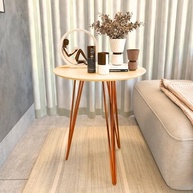 Mesinha Lateral de Canto Redonda com Pé Tripé em Ferro - Design Moderno Off White - imagem 1
