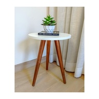 Mesa Decorativa Redonda Moderna Branca 35x45cm - Pé Palito Retro para Sala e Quarto - imagem 1