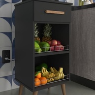 Balcão Fruteira com Suporte para Galão de Água e Armário - Design Moderno Pé Palito Preto - imagem 5