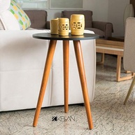 Mesa de Canto Redonda 45x60cm com Pé Palito Grande em MDF Preto - Design Moderno e Funcional - imagem 3
