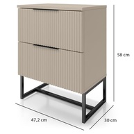 Kit 2 Mesas de Cabeceira com 2 Gavetas em MDF Estilo Industrial Off White e Pé Preto - imagem 4