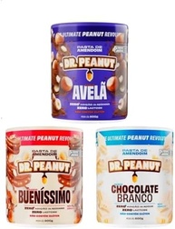 Kit 3x Pasta de Amendoim 600g Whey Protein - Dr Peanut AVELA-CHOCOLATE BRANCO-BUENISSIMO - imagem 1