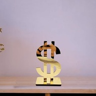 Cifrão Dourado Espelhado em Acrílico - Peça Decorativa de Sucesso e Prosperidade para Escritório e Decoração Moderna - imagem 5