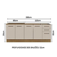 Balcões de Cozinha Agata Madesa: Kit 2 Peças! - imagem 2