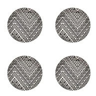 Pratos Rasos em Fibra de Bambu 25cm - Jogo com 4 Peças Ecológicas com Design Étnico Preto e Branco - imagem 2