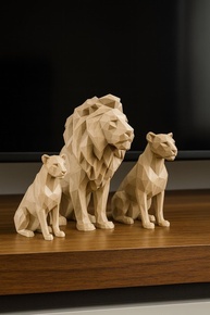 Esculturas Geométricas de Leões - Kit 3 Peças Moderno Luxuoso para Decoração - imagem 1