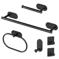 Kit Acessórios para Banheiro em Aço Inox 304 Preto com Fixação Adesivo 3M - 6 Peças - imagem 1