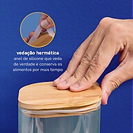 Kit Potes Hermeticos Vidro Bambu 800/600ml – 4 Peças - imagem 2
