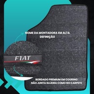 Tapete Automotivo Emborrachado Universal Uno Mobi Strada 4 Peças Logo Bordado Couro Preto - imagem 4