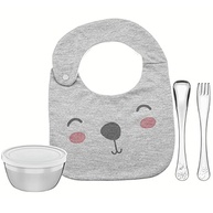 Conjunto Infantil 4 Peças Le Petit Tramontina - Colher Aço Inox + Babador Macio - imagem 2