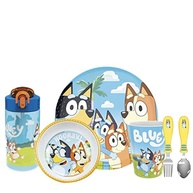Conjunto de Louça Bluey Kids Zak Designs - 6 Peças com Prato, Tigela, Copo, Garrafa e Talheres | Azul, Sem BPA, Lavável na Lava-Louças - imagem 2