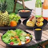 Conjunto de Jantar 16 Peças em Preto e Branco - Pratos e Tigelas Reutilizáveis para Micro-ondas - imagem 3