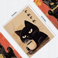 3 Peças de Arte de Parede Engraçada em Tela - Gato Japonês Vintage Comendo Ramen Sushi - Decoração Moderna e Divertida para Casa - imagem 4