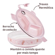 Kit Alimentação Bebê Rosa 4 Peças - Prato Térmico, Tigela com Ventosa, Pote e Caneca Segura - imagem 5