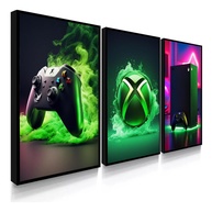 Quadro Decorativo Gamer Xbox - Kit 3 Peças para Sala e Quarto | Design Console e Controle | Impressão Premium 120x60cm - imagem 1