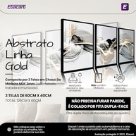 Quadros Decorativos Sala Abstrato Linha Gold Luxo - 3 Peças 40x60 cm em MDF Premium - imagem 4