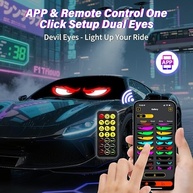 Ojos Diabólicos LED Programáveis 59.9x12cm: 2 Peças para Para-brisa de Carro com Controle Remoto e App Bluetooth - imagem 4