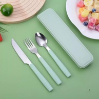 Kit Talheres Portáteis Inox 3 Peças com Estojo - Sustentável, Ergonômico e Ideal para Viagem - imagem 1