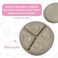 Kit Introdução Alimentar 8 Peças em Silicone - Prato Divisório, Babador, Copo e Talheres Seguros para Bebês - imagem 4