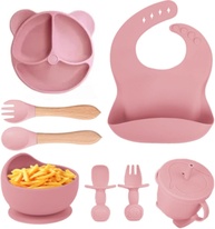 Kit Introdução Alimentar para Bebê - 8 Peças Premium com Silicone Antitóxico, Copo, Talheres e Acessórios - imagem 1