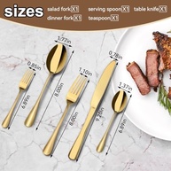Conjunto de Talheres Dourados 5 Peças - Aço Inox Premium Lavável na Lava-Louças - imagem 3
