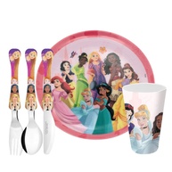 Jogo Refeição Infantil Princesas Disney 5 Peças - Yangzi | Kit Completo com Prato, Copo e Talheres - imagem 1