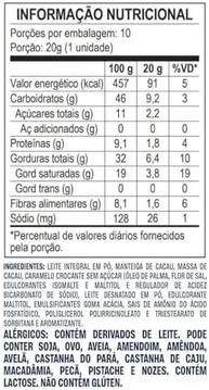 Display - Barra de chocolate ao leite com pedaços de caramelo e flor de sal zero adição de açúcares 20g - imagem 2