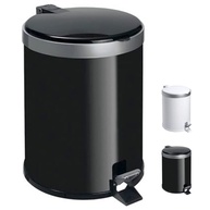 Lixeira com Pedal 5L em Polipropileno Preto - Tampa Reta com Aro Prata | Acionamento por Pedal, Sem Contato, Moderna e Higiênica - imagem 1