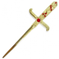Adaga Cigana em Metal Dourado com Pedra Vermelha - 19 cm - Estilo Étnico e Místico - imagem 1