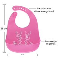 Babador Infantil de Silicone Pega Migalhas Ajustável (Rosa) - imagem 3