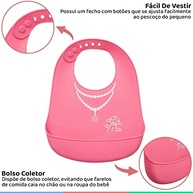 Buba Babador de Silicone com Pega Migalhas - Menina Rosa | Proteção e Estilo para Bebês - imagem 5