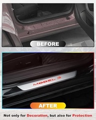 Ilumine seu Tesla Model 3: Luzes LED de Peitoril de Porta Prateadas (Kit 4 Peças) - imagem 4