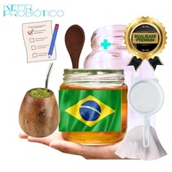 Kombucha Yerbucha Chimarrão Scoby Colônia + Tampa Voal + Frasco 500ml + Peneira e Colher de Pau - imagem 3