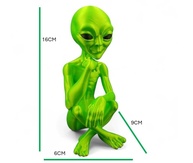 Estatueta Alienígena Pensador Verde Neon - 16cm - Decoração Ficção Científica - imagem 4