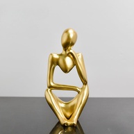 Escultura de Pensador em Resina Dourada - Estátua Moderna para Escritório e Decoração de Mesa - imagem 1