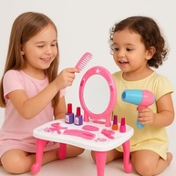 Penteadeira Infantil Camarim com Espelho Iluminado, Luz, Som e Acessórios Rosa - Brincadeiras Criativas de Beleza - imagem 5