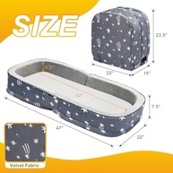 Lvemilio Lvimilio Cama de Viagem Portátil para Crianças Pequenas, Cama de Chão Dobrável para Crianças para Casa/Viagem com Colchões de Espuma, Berço para Crianças de 1 A 4 Anos, Tecido de Veludo - imagem 3
