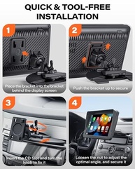 Suporte de CD 1Zero 360° para Tela CarPlay: Instalação Fácil e Visão Perfeita (7-11") - imagem 4