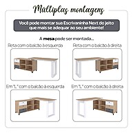 Escrivaninha Industrial L com 3 Gavetas e 4 Nichos – Home Office Perfeita - imagem 2