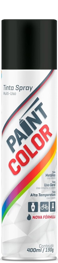 Tinta Spray Paintcolor Preto Brilhante 400ml: Acabamento Perfeito e Rápido - imagem 1