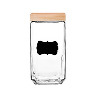 Porta Mantimento Vidro 2,2L com Tampa de Pinus e Adesivo Personalizado - imagem 2