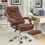 Cadeira de Escritório Presidente Ergonômica com Apoio para Pés e Encosto Ajustável - Marrom - imagem 2