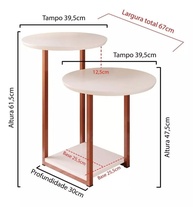 Mesa de Apoio Redonda com Pés de Ferro - Design Elegante Off White e Rosê Gold - imagem 2