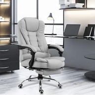 Cadeira de Escritório Ergonômica com Apoio para Pés e Encosto Ajustável - Cinza - imagem 2