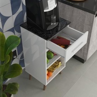 Balcão Fruteira com Suporte para Galão de Água - Armário Fenix com Design Moderno e Pés Antiumidade - imagem 5