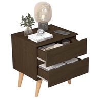 Kit 2 Mesas de Cabeceira Roma com 2 Gavetas em MDF e Pés em PVC - Cor Cedro - imagem 5